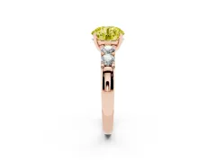Fancy Yellow Round Cut Diamond Five-Stone Prong Set Engagement Ring Set in Rose gold with Channel Band