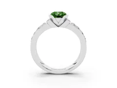 Fancy Green Radiant Cut Diamond Wide Channel Set Band Ring Set in White gold with Bezel Setting