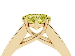 Fancy Yellow Heart Cut Diamond Solitaire Ring Set in Yellow gold with Channel-Set Accent Stones and Prong Setting