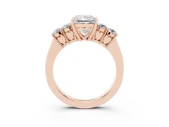 Princess Cut Diamond Five-Stone Prong Set Band Ring Set in Rose gold with Polished Band
