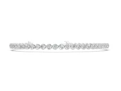 Round Cut Diamond Twisted Band Tennis Bracelet Set in Silver with Prong Setting