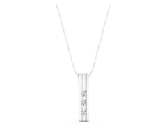 Three-Stone Round Diamond Channel Set Pendant Set in Silver with Polished Framework