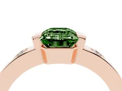 Fancy Green Emerald Cut Diamond Channel-Set Band Ring Set in Rose gold with Bezel Prong Setting