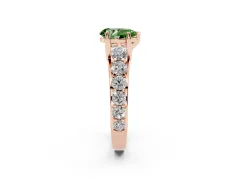 Fancy Green Pear Cut Diamond Pavé Engagement Ring Set in Rose gold with Prong Setting