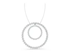 Round Diamond Double Halo Pendant Set in Silver with Prong-Set Accents