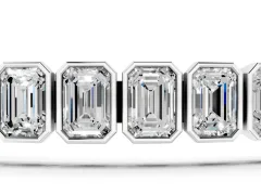 Emerald Cut Diamond Tennis Bracelet Set in White gold with Bezel Setting
