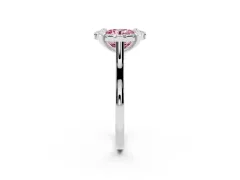 Fancy Pink Round Cut Diamond Cluster Halo Solitaire Ring Set in Platinum with Prong Setting