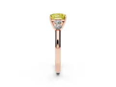 Fancy Yellow Princess Cut Diamond Five-Stone Prong Set Band Ring Set in Rose gold with Polished Band