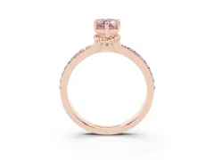 Fancy Pink Pear Cut Diamond Solitaire Ring Set in Rose gold with Channel Set Band and Prong Setting
