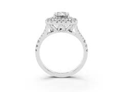 Radiant Cut Diamond Double Halo Ring Set in White gold with Pavé Split Shank and Prong Setting