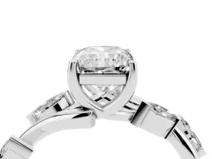 Radiant Cut Diamond Solitaire Ring Set in Silver with Twisted Marquise Accent Band