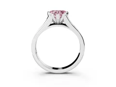 Fancy Pink Heart Cut Diamond Bezel-Set Solitaire Ring Set in Silver with Channel-Set Band