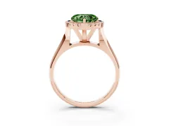 Fancy Green Heart Cut Diamond Halo Solitaire Engagement Ring Set in Rose gold with Square Band and Prong Setting