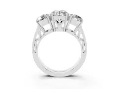 Round Cut Diamond Three-Stone Ring Set in White gold with Textured Band