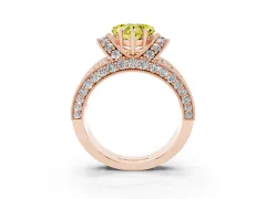 Fancy Yellow Heart Cut Diamond Milgrain Halo Pavé Engagement Ring Set in Rose gold with Prong Setting