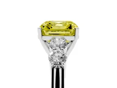 Fancy Yellow Asscher Cut Diamond Five-Stone Prong Set Band Ring Set in Silver with Polished Band
