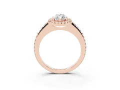 Marquise Cut Diamond Pavé Halo Ring Set in Rose gold with Prong Setting