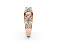 Cushion Cut Diamond Milgrain Halo Pavé Engagement Ring Set in Rose gold with Prong Setting