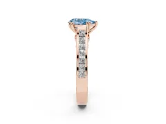 Fancy Blue Pear Cut Diamond Channel Set Solitaire Engagement Ring Set in Rose gold with Prong Setting