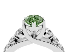 Fancy Green Marquise Cut Diamond Pavé Engagement Ring Set in Silver with Prong Setting