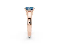 Fancy Blue Radiant Cut Diamond Pavé Band Solitaire Ring Set in Rose gold with Prong Setting