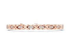 Round Cut Diamond X-Link Tennis Bracelet Set in Rose gold with Prong Setting