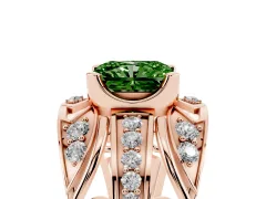 Fancy Green Radiant Cut Diamond Art Deco Ring Set in Rose gold with Pavé Split Shank