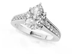 Pear Cut Diamond Solitaire Pavé Engagement Ring Set in White gold with Prong Setting