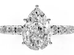 Pear Cut Diamond Pavé Solitaire Engagement Ring Set in Platinum with Prong Setting