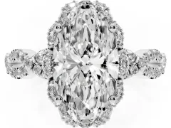 Marquise Cut Diamond Halo Twist Band Solitaire Ring Set in Platinum with Prong-Set Center Stone