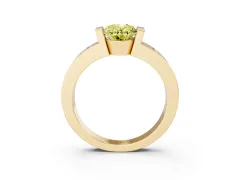 Fancy Yellow Oval Cut Diamond Channel-Set Band Ring Set in Yellow gold with Bezel Prong Setting