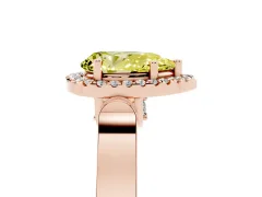 Fancy Yellow Pear Cut Diamond Halo Ring Set in Rose gold with Pavé-Lined Split Shank Band