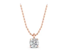 Round Solitaire Pendant Set in Rose gold with Four-Prong Setting