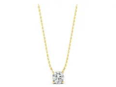 Round Solitaire Pendant Set in Yellow gold with Four-Prong Basket Setting