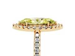 Fancy Yellow Marquise Cut Diamond Pavé Halo Ring Set in Yellow gold with Prong Setting