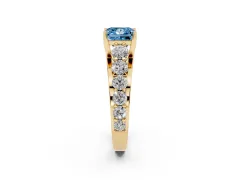 Fancy Blue Princess Cut Diamond Pavé Engagement Ring Set in Yellow gold with Prong Setting
