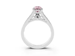 Fancy Pink Pear Cut Diamond Channel Set Solitaire Engagement Ring Set in Platinum with Prong Setting