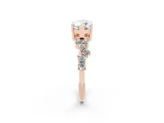 Marquise Cut Diamond Ring Set in Rose gold with Scattered Round Accents