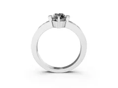 Fancy Black Marquise Cut Diamond Channel-Set Band Ring Set in White gold with Bezel Prong Setting