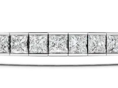Princess Cut Diamond Channel-Set Tennis Bracelet Set in Silver
