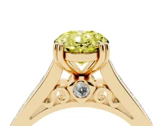 Fancy Yellow Oval Cut Diamond Channel Set Solitaire Engagement Ring Set in Yellow gold with Prong Setting