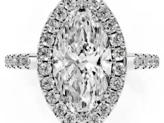 Marquise Cut Diamond Pavé Halo Ring Set in Silver with Prong Setting