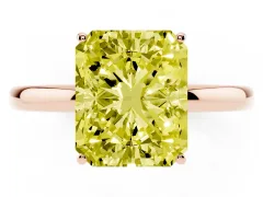 Fancy Yellow Radiant Cut Diamond Solitaire Ring Set in Rose gold with Plain Band and Prong Setting