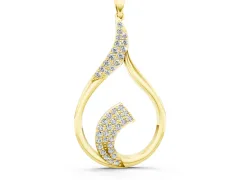 Pavé Round Diamond Twist Pendant Set in Yellow gold with Open Teardrop