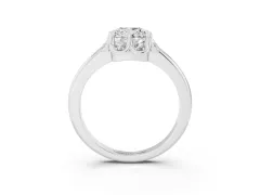 Cushion Cut Diamond Round Cluster Halo Ring Set in Platinum with Solitaire Band and Prong Setting