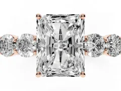 Radiant Cut Diamond Five-Stone Prong Set Band Ring Set in Rose gold with Polished Band