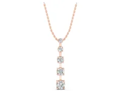 Vertical Bar Pendant Set in Rose gold with Prong-Set Round Diamonds