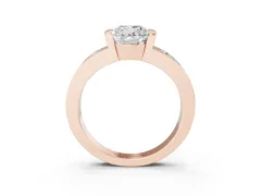 Cushion Cut Diamond Channel-Set Band Ring Set in Rose gold with Bezel Prong Setting