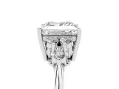 Princess Cut Diamond Cluster Ring Set in Silver with Plain Band and Prong Setting