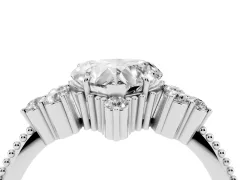 Heart Cut Diamond Cluster Ring Set in Platinum with Beaded Band